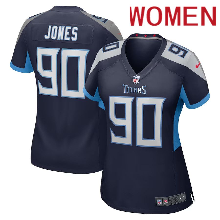 Women Tennessee Titans 90 DaQuan Jones Nike Navy Game NFL Jersey